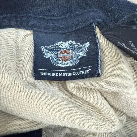 Harley Davidson T-shirt Men's L Black Gold Motorcycle Shirt Raglan Sleeve - Picture 7 of 12